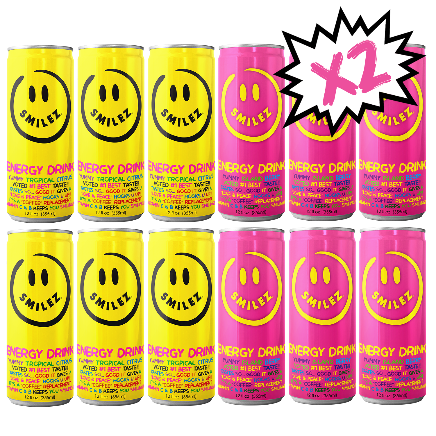【smile happy】 HAPPY ALL DA TIME!! 24 PACK COMBO PACK!! – SmilezEnergyDrink